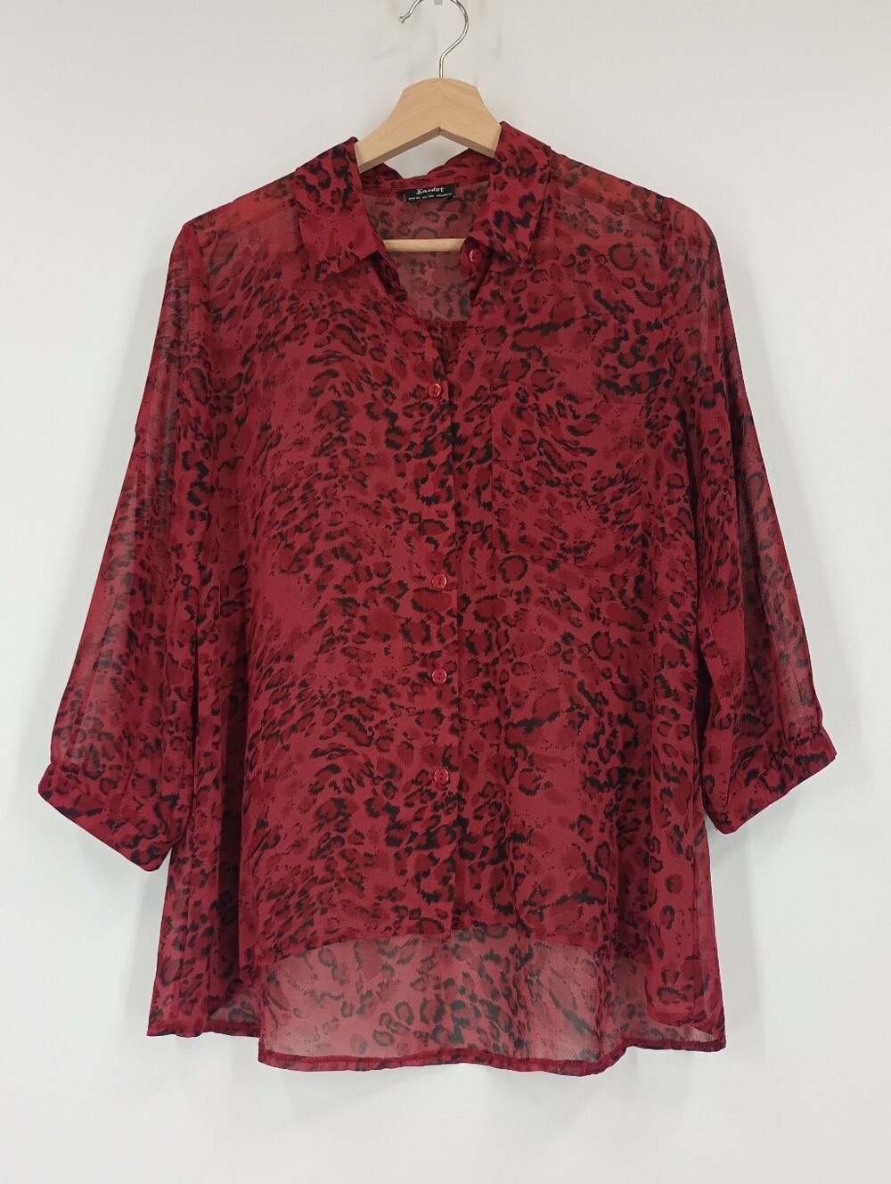 Bardot Sheer Cheetah Print Blouse